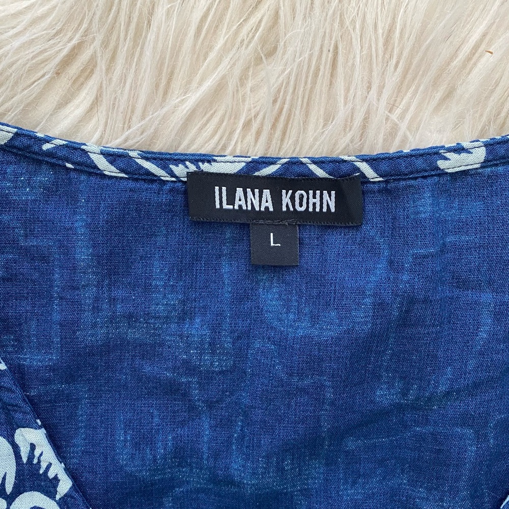 Ilana Kohn Brenda Maxi Dress Stone Flower Print Blue Front Abstract Oversized - Picture 9 of 9